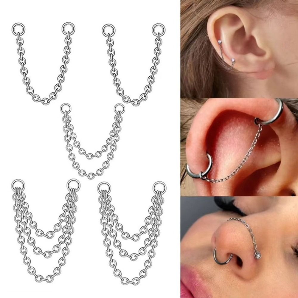 Body Jewelry Ear - Titanium Nose Chain Three Layer Chain