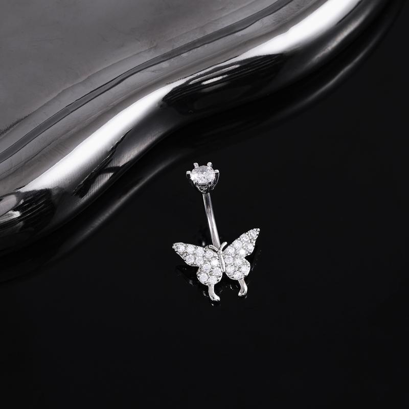 Body Piercing Quality Jewelry - Butterfly Zircon Belly Button Rings Y2K