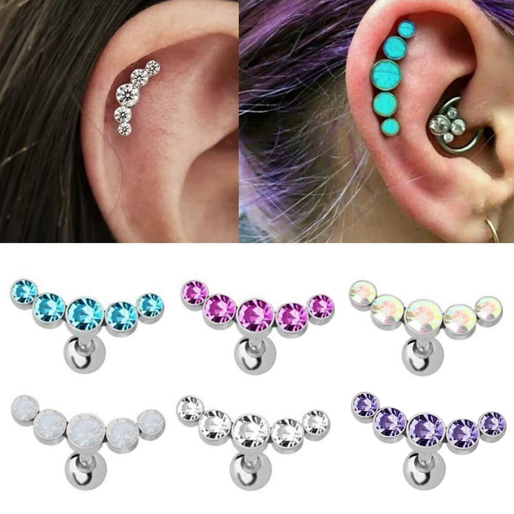 Body Jewelry Ear - 1Pcs Fashion 16G Crystal Gem Opal