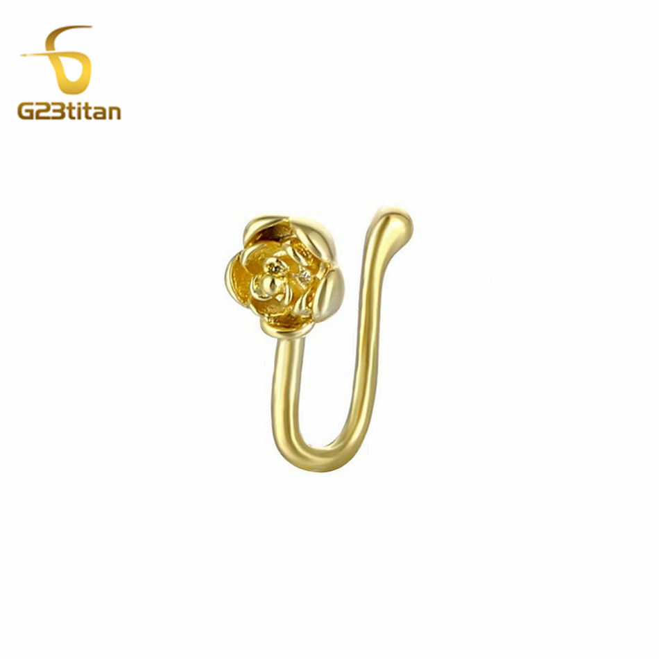 Body Jewelry Ear - 1pc Crystal Copper Rose Nose Clip