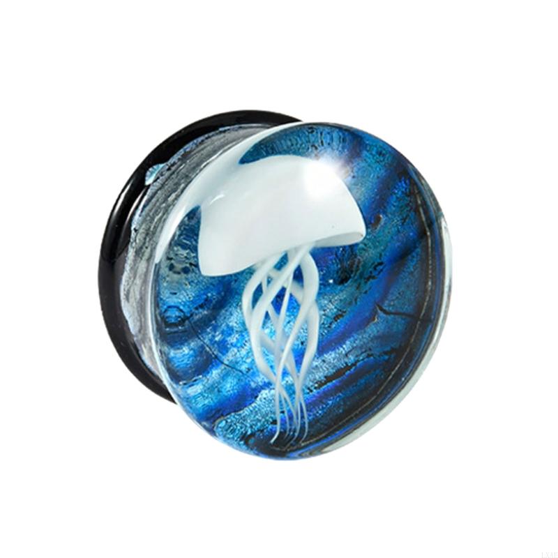 Body Jewelry Gauges - Elegant Jellyfish Glass Ear Gauges with