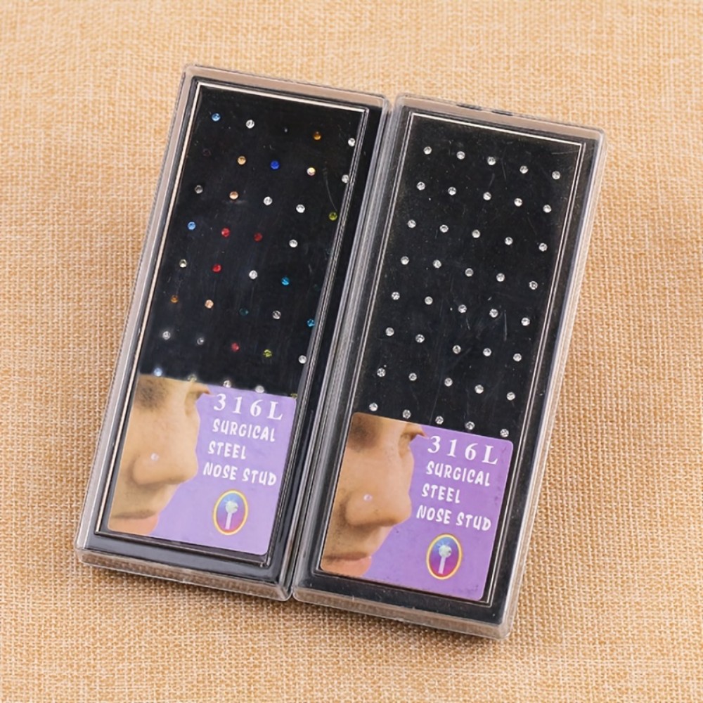 60pcs Nose Ring Set Stud Earri - Body Jewelry Stores 评论和价格