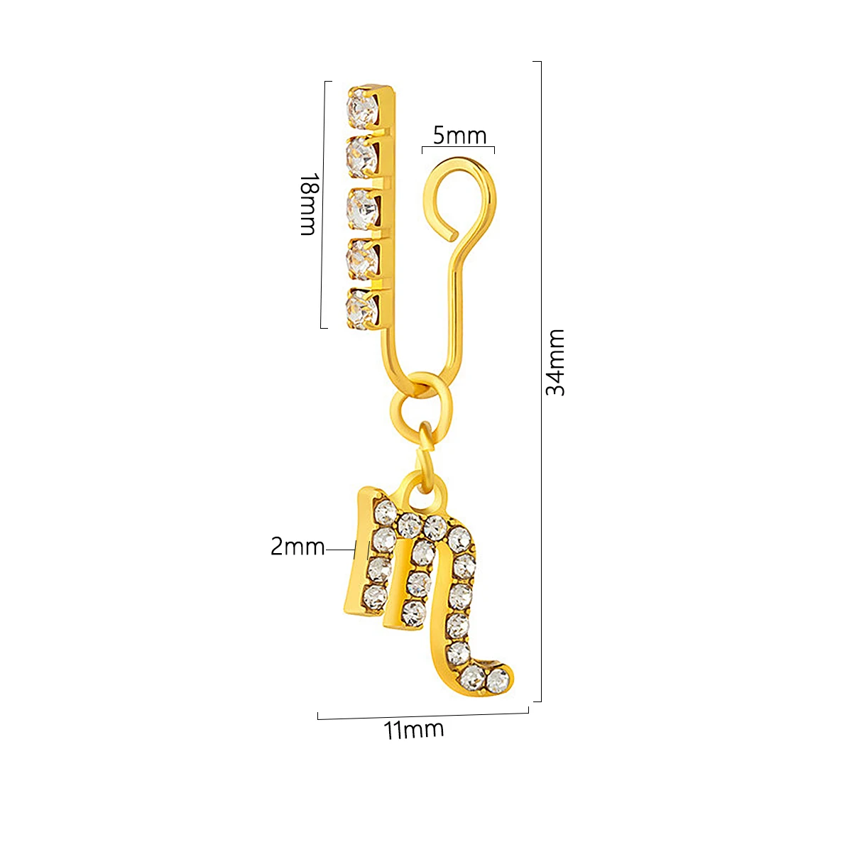 2 Pack Ear Clips Metal Zircon  - Body Jewelry Ear 评论和价格