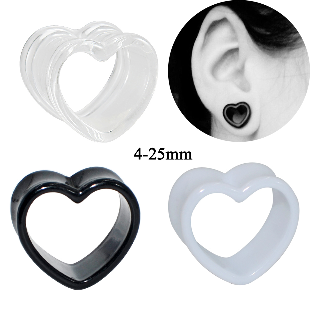Acrylic Love Black White Heart - Body Jewelry Gauges 评论和价格