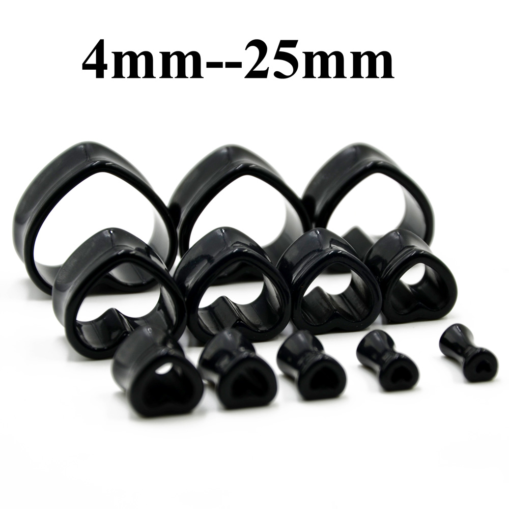 Acrylic Love Black White Heart - Body Jewelry Gauges 评论和价格