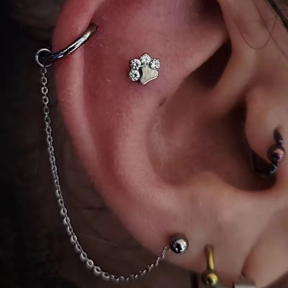 Titanium Nose Chain Three Laye - Body Jewelry Ear 评论和价格