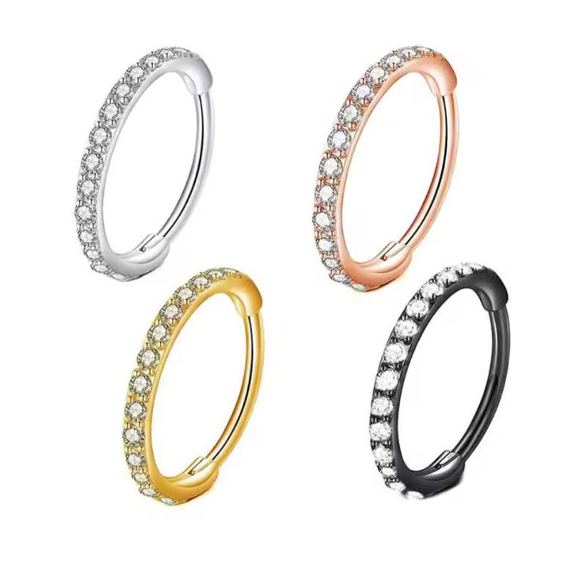 16G Clear CZ Nose Ring Hoop 31 - Body Jewelry Ear 评论和价格