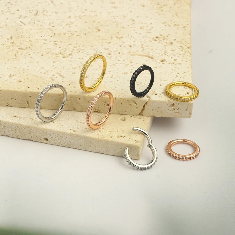 16G Clear CZ Nose Ring Hoop 31 - Body Jewelry Ear 评论和价格