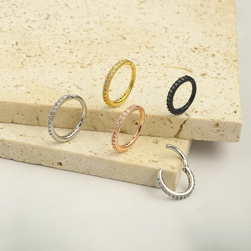 16G Clear CZ Nose Ring Hoop 31 - Body Jewelry Ear 评论和价格