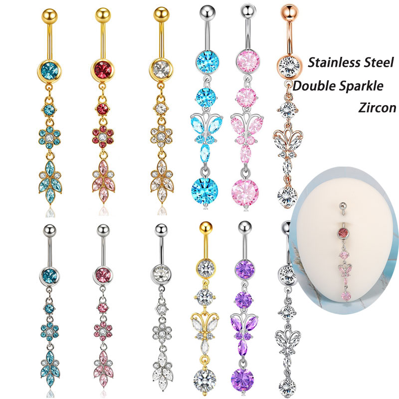 1pc Mixed Style Dangle Belly B - Body Jewelry Co 评论和价格