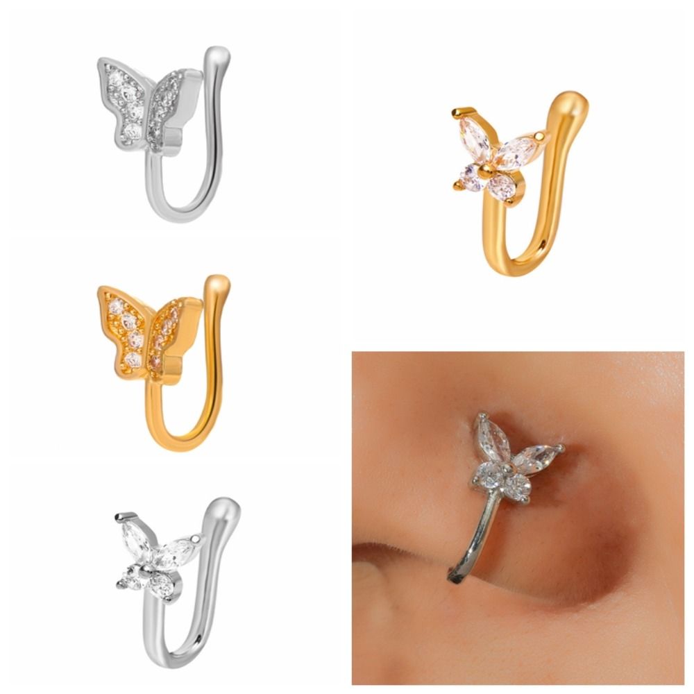 Rhinestone Butterfly Nose Ring - Body Jewelry Ear 评论和价格