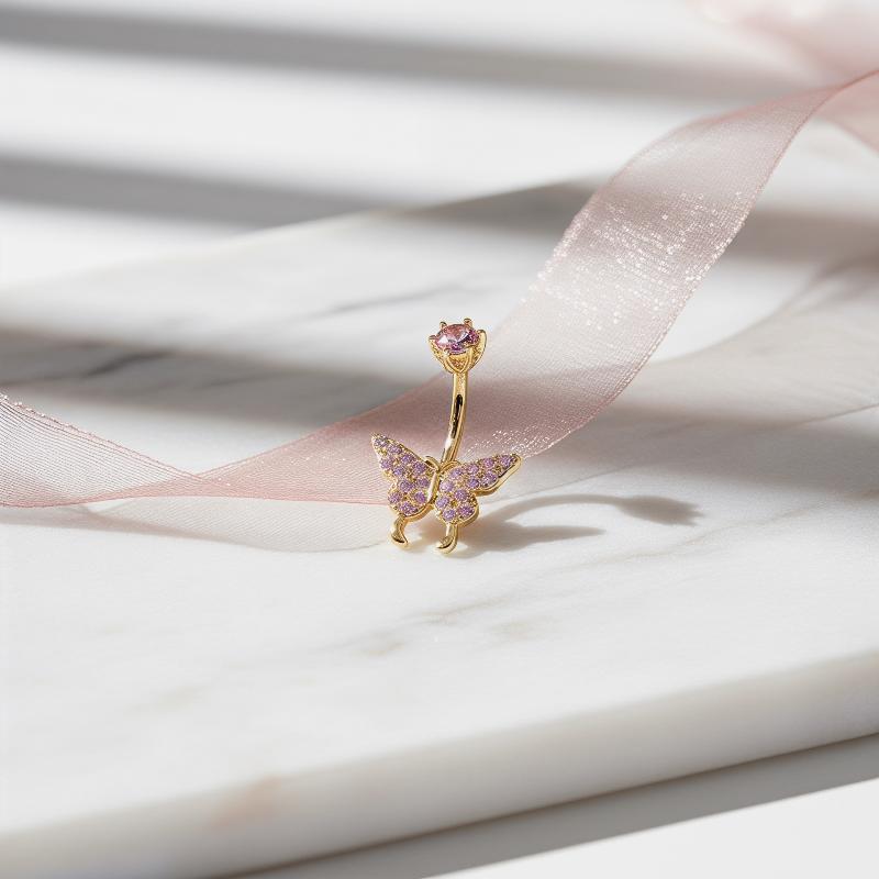 Butterfly Zircon Belly Button  - Body Piercing Quality Jewelry 评论和价格