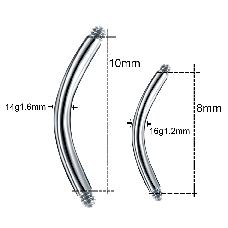 100Pcs/lot Steel Piercing Bana - Body Jewelry Gauges 评论和价格