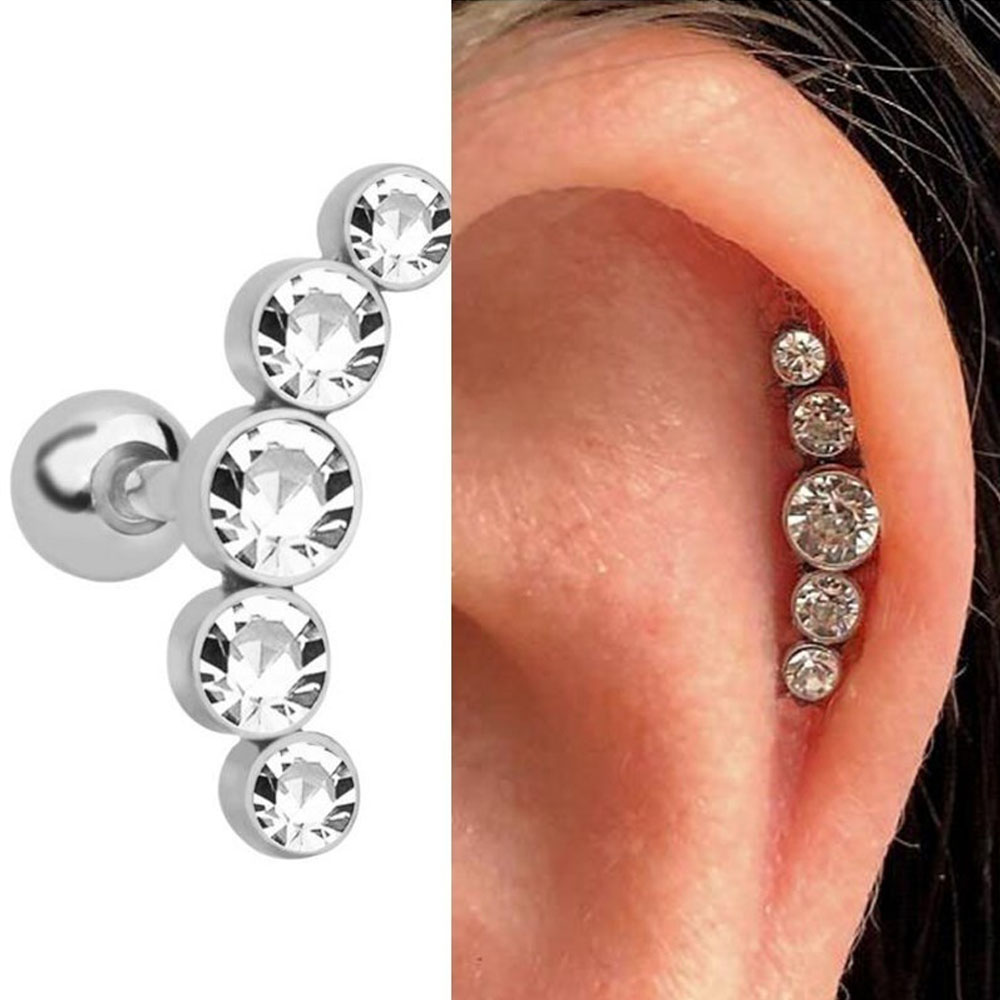 1Pcs Fashion 16G Crystal Gem O - Body Jewelry Ear 评论和价格