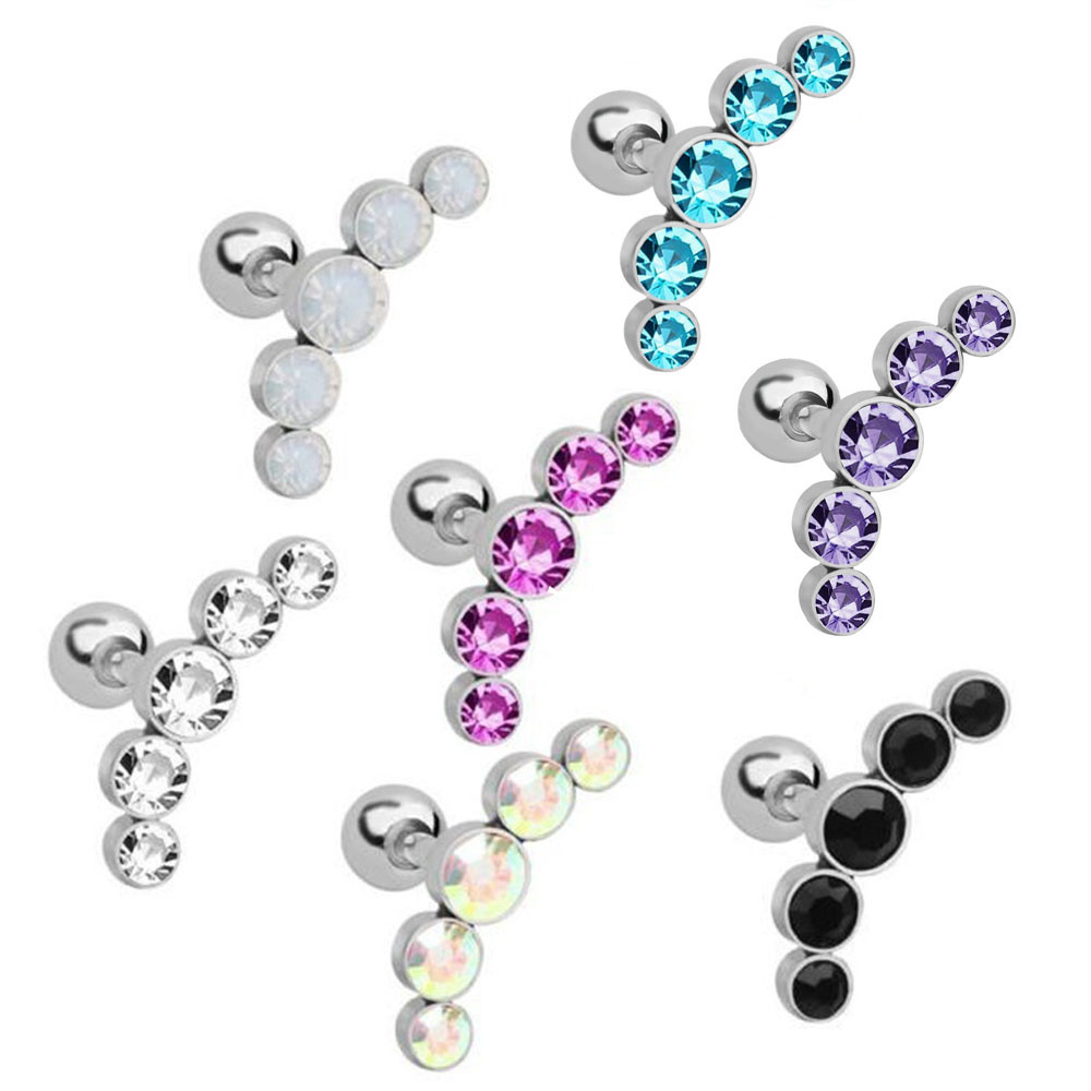 1Pcs Fashion 16G Crystal Gem O - Body Jewelry Ear 评论和价格