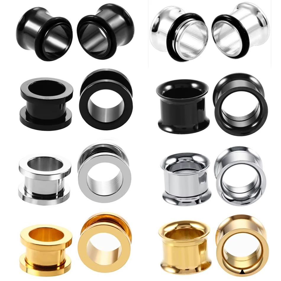 1Pair Stainless Steel Ear Plug - Body Jewelry Gauges 评论和价格
