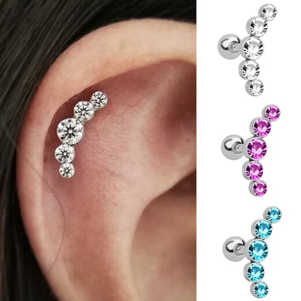 1Pcs Fashion 16G Crystal Gem O - Body Jewelry Ear 评论和价格