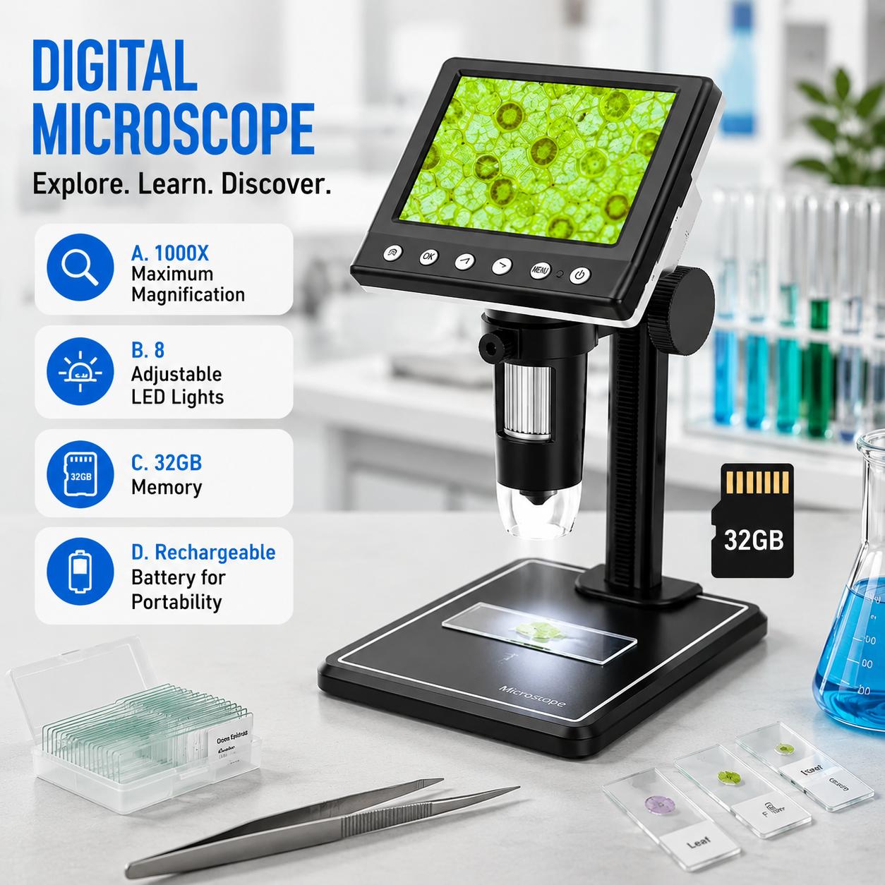 Portable 4K Digital Microscope - Body Jewelry Repair 评论和价格