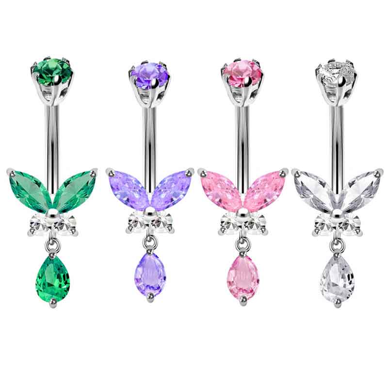 14G Dangle Butterfly Belly Rin - Body Jewelry Co 评论和价格
