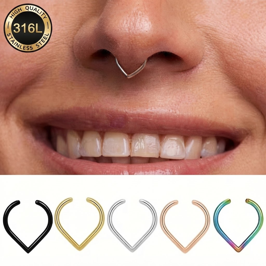 5Pcs Stainless Steel Fake Nose - Body Jewelry Ear 评论和价格