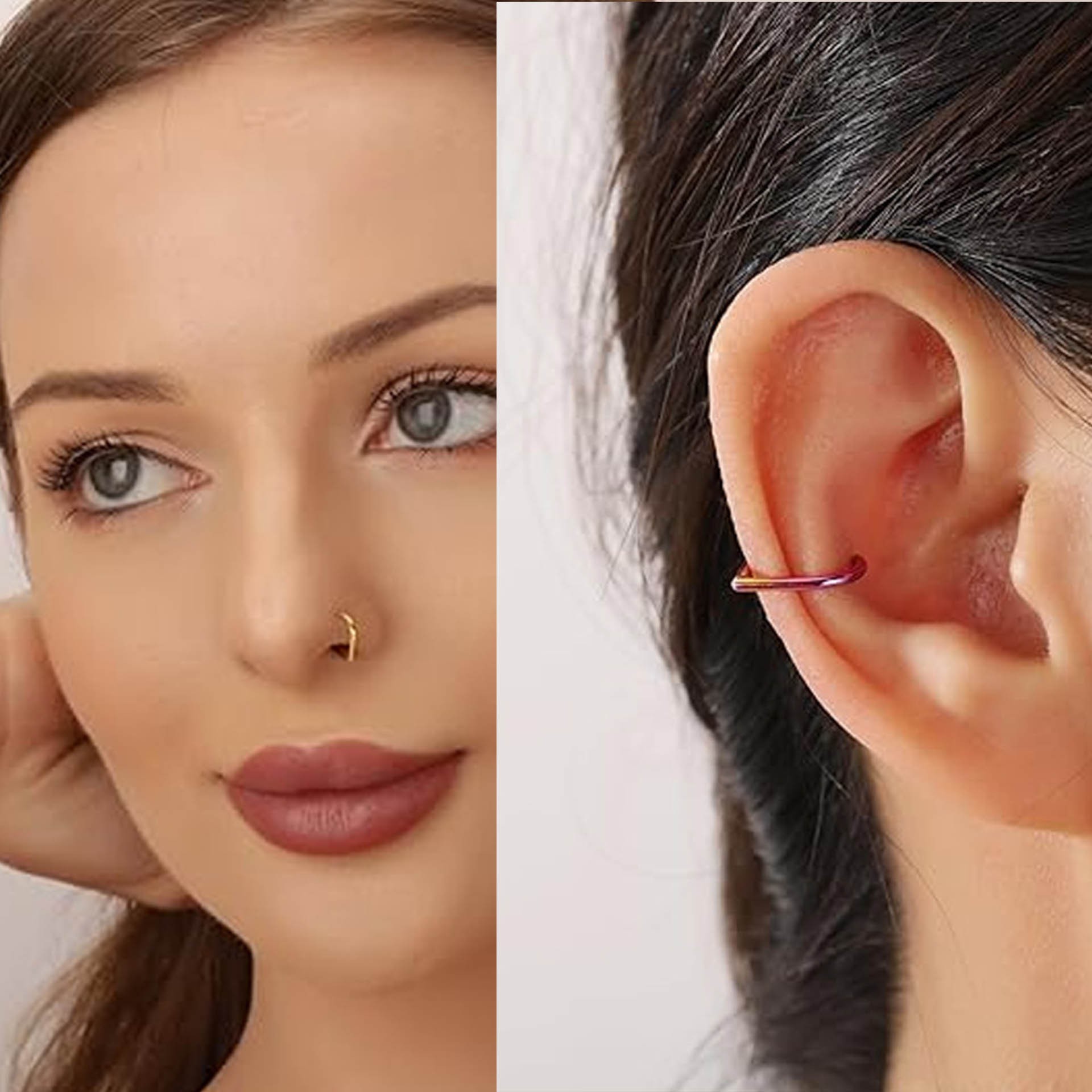 5Pcs Stainless Steel Fake Nose - Body Jewelry Ear 评论和价格