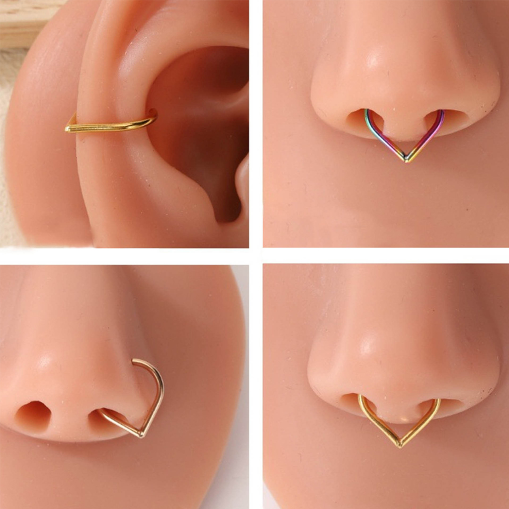 5Pcs Stainless Steel Fake Nose - Body Jewelry Ear 评论和价格
