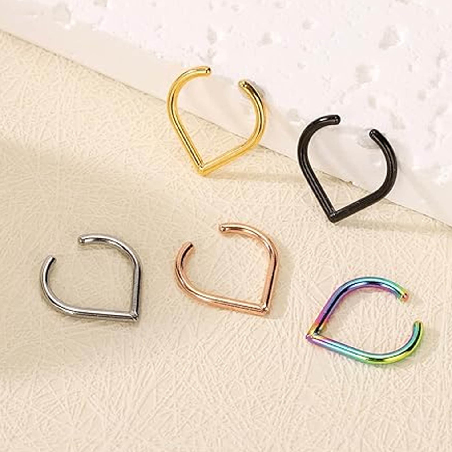 5Pcs Stainless Steel Fake Nose - Body Jewelry Ear 评论和价格