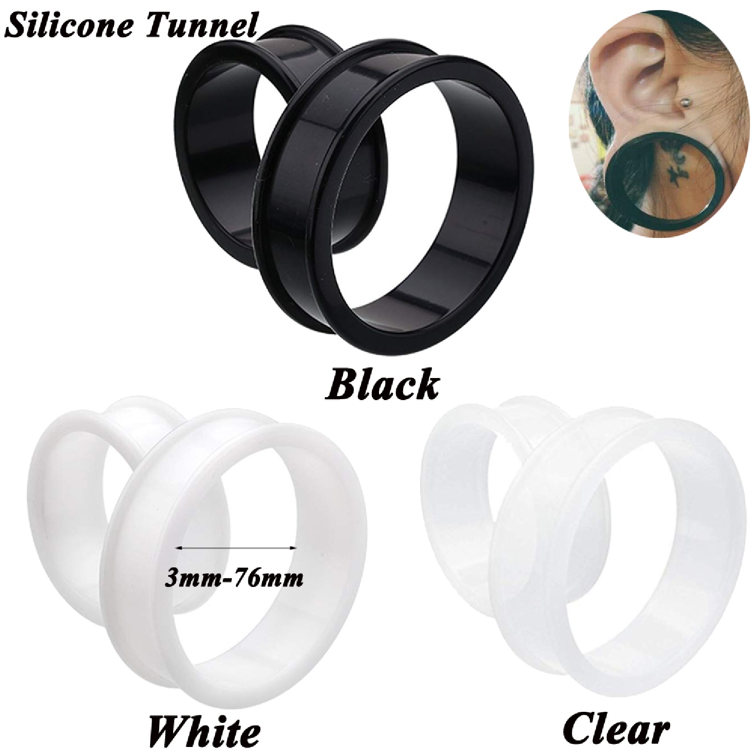 2pcs Supersize Flexible Silico - Body Jewelry Gauges 评论和价格