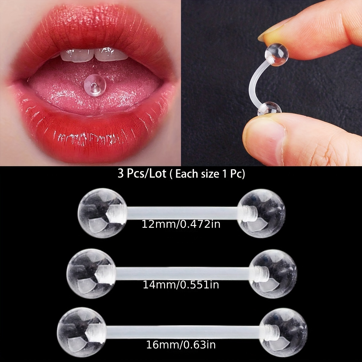 3pcs/Set (Each Size 1pc) Soft  - Body Jewelry Stores 评论和价格