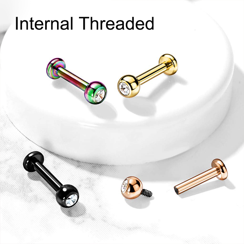 16G Surgical Steel Ball Top CZ - Body Jewelry Ear 评论和价格
