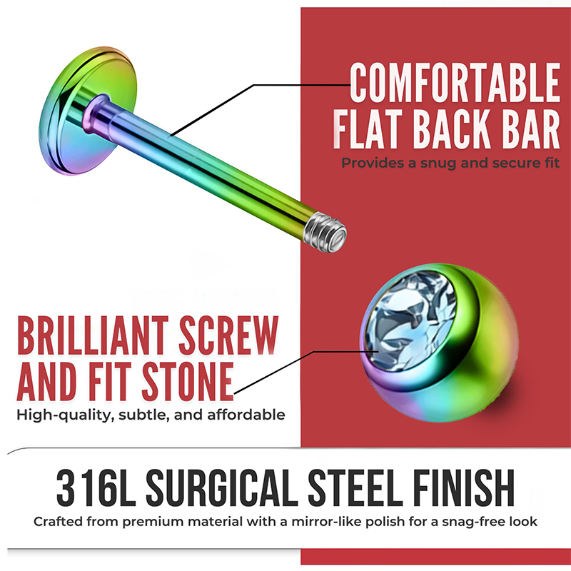 16G Surgical Steel Ball Top CZ - Body Jewelry Ear 评论和价格