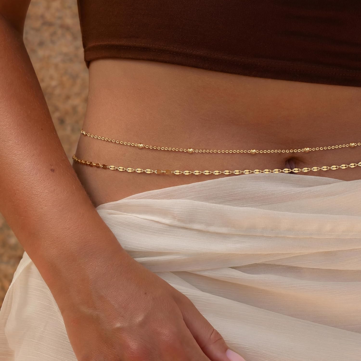 14K Gold Plated Waist Chain Wo - Body Jewelry For Sale 评论和价格